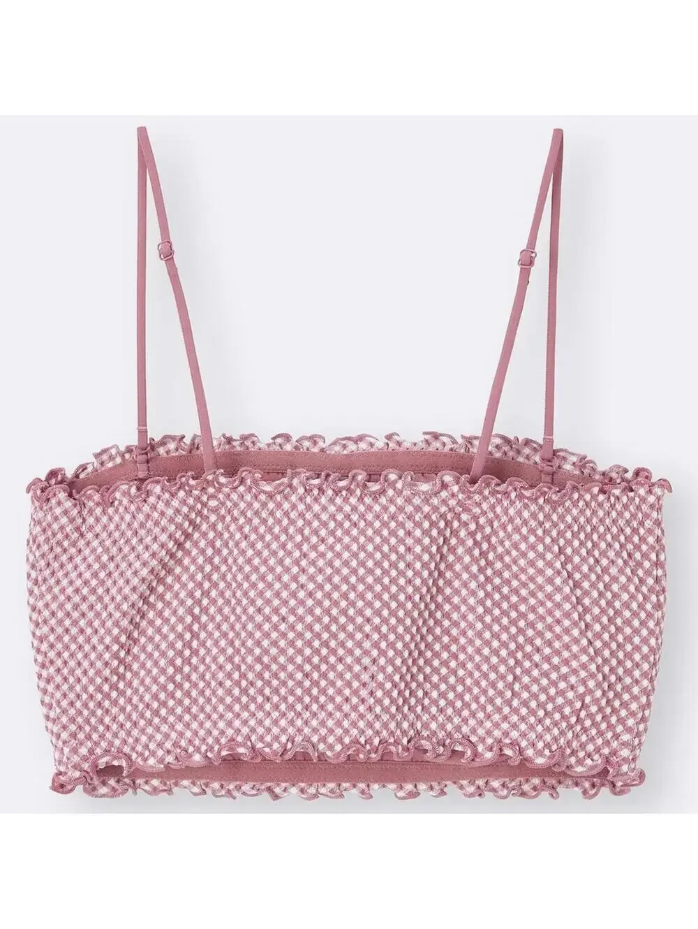 Uniqlo GU Gingham Check 2Way Bandeau Pink Crop Top NWT Small